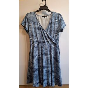 Women's Blue Marble Abstract Dress| XL| Pockets